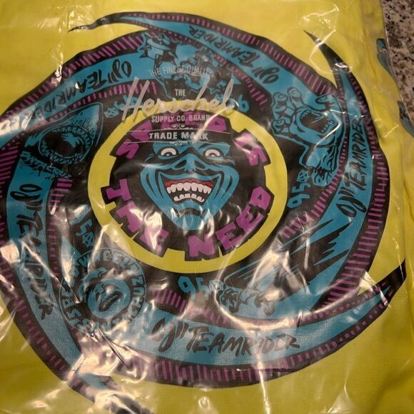 NWT Herschel x Santa Cruz skateboards Neon team riders tote. - Picture 5 of 13